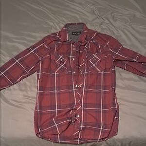 Red Plaid Button-Up Shirt